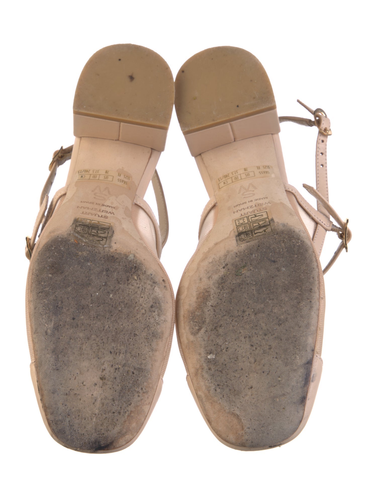 Stuart Weitzman Leather Mesh Accents Slingback Pumps